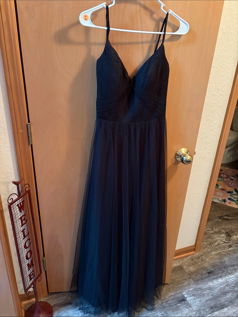 Hayley Paige Occasions Black Spaghetti Strap Bridesmaids Dress